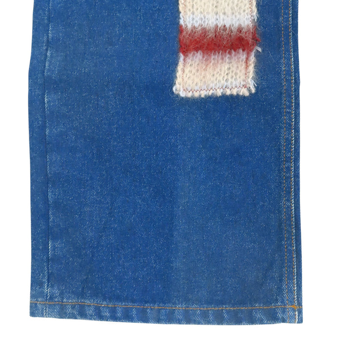 MARNI 
Jean patchwork en coton et mohair 
Motifs cœur et étoile