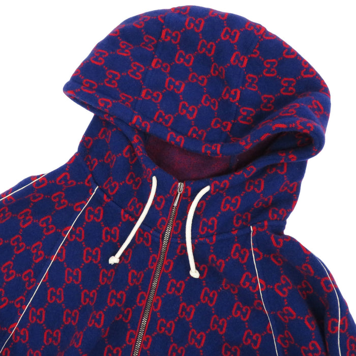 GUCCI 
ジップアップ フーデッド ウール カシミヤ混 
GG柄 ニット セットアップ