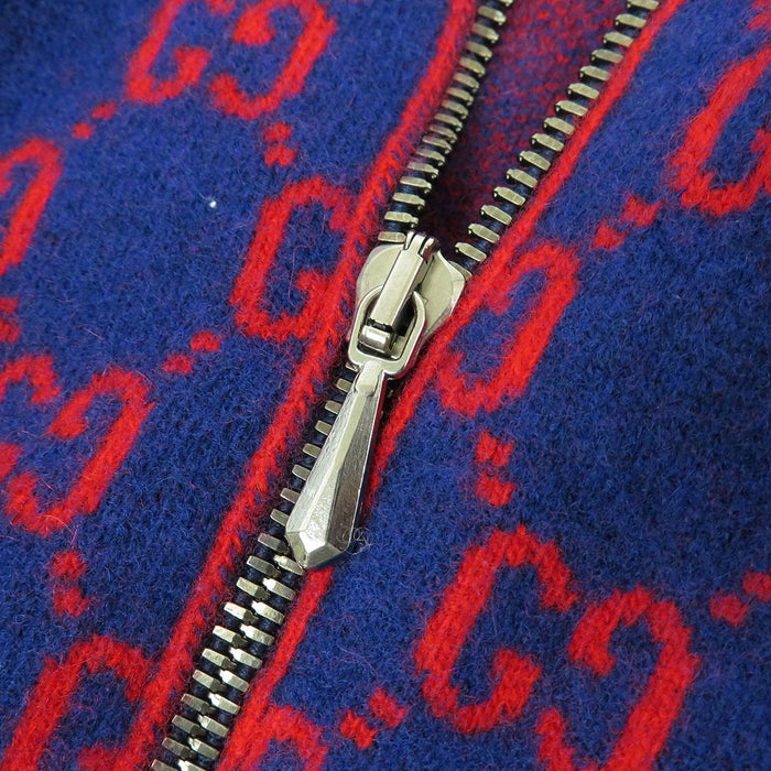 GUCCI 
ジップアップ フーデッド ウール カシミヤ混 
GG柄 ニット セットアップ