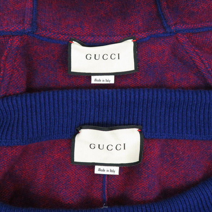 GUCCI  
Zip-Up Hooded Wool Cashmere Blend  
GG Pattern Knit Set-Up