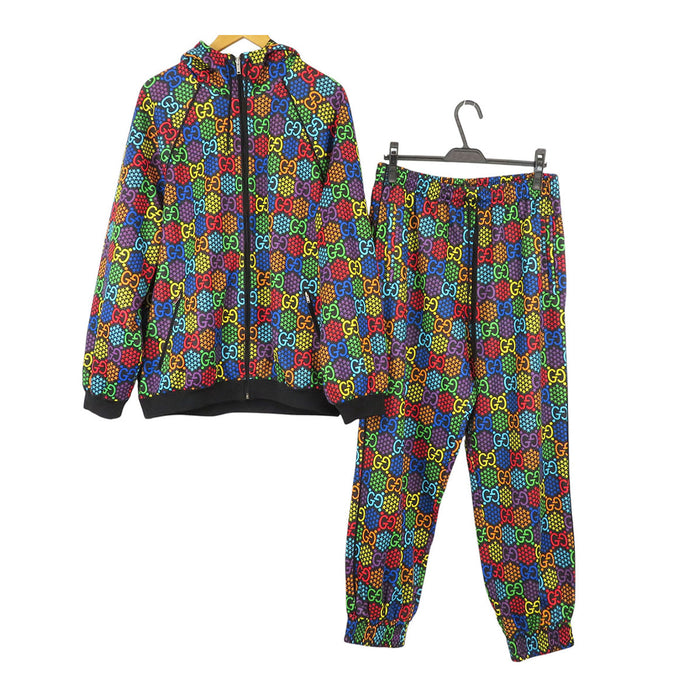 GUCCI  
Sweat à capuche zippé en mesh à motif étoile logo  
Ensemble sweat GG psychédélique