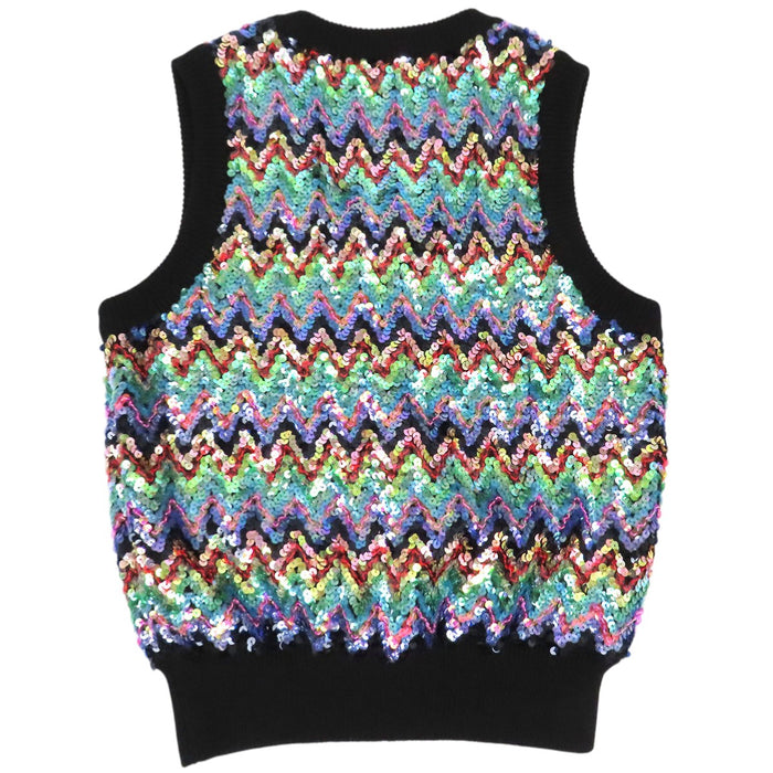 LOUIS VUITTON  
Gilet en laine à paillettes multicolores LV ZIGZAG