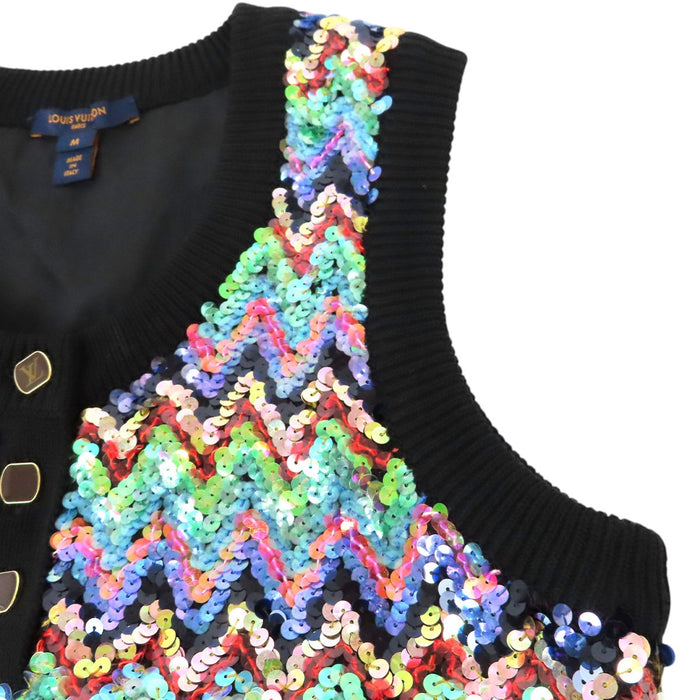 LOUIS VUITTON  
Gilet en laine à paillettes multicolores LV ZIGZAG