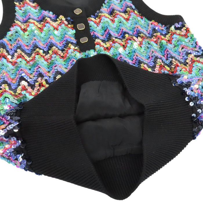 LOUIS VUITTON  
Gilet en laine à paillettes multicolores LV ZIGZAG