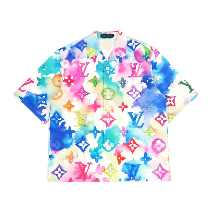 LOUIS VUITTON 
LV ロゴボタン 総柄 コットン 
モノグラム ウォーターカラー ショートスリーブ シャツ
