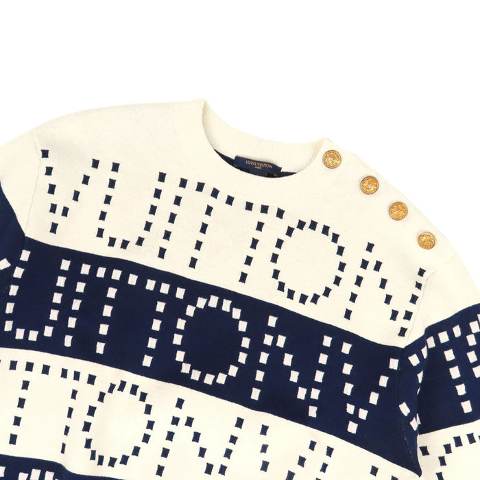LOUIS VUITTON 
LV ロゴボタン 
シグネチャー チャンキー ストライプ ニット