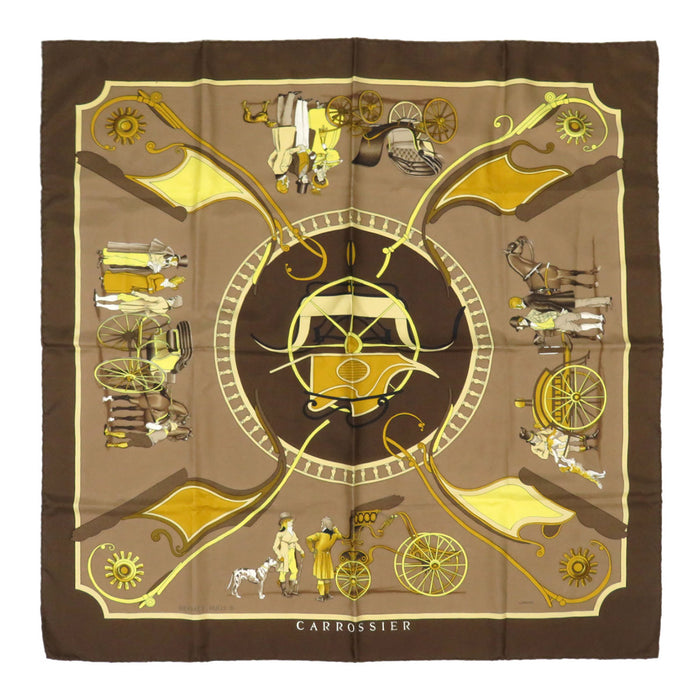 HERMES 
Silk Large 
Carré 90 CARROSSIER Carriage Scarf