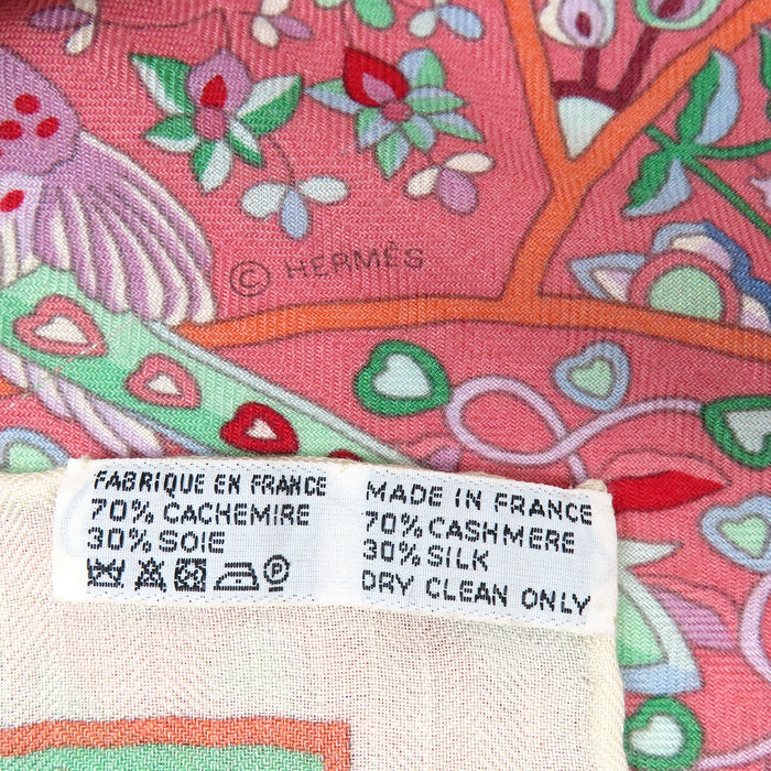 HERMES  
Carré 140 開司米 絲綢  
Carré Jean 花開鳥國 圍巾  
Au Pays des Oiseaux Fleurs