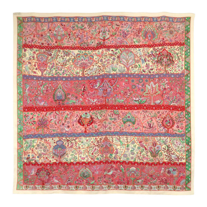 HERMES  
Carré 140 開司米 絲綢  
Carré Jean 花開鳥國 圍巾  
Au Pays des Oiseaux Fleurs