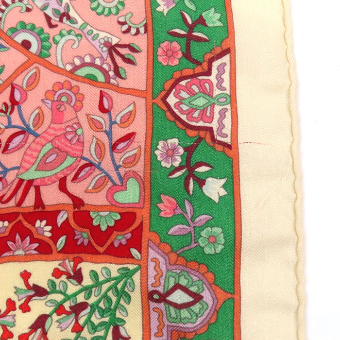 HERMES  
Carré 140 開司米 絲綢  
Carré Jean 花開鳥國 圍巾  
Au Pays des Oiseaux Fleurs