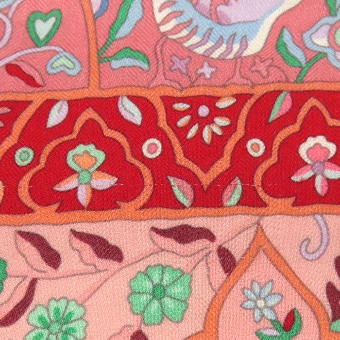 HERMES  
Carré 140 開司米 絲綢  
Carré Jean 花開鳥國 圍巾  
Au Pays des Oiseaux Fleurs