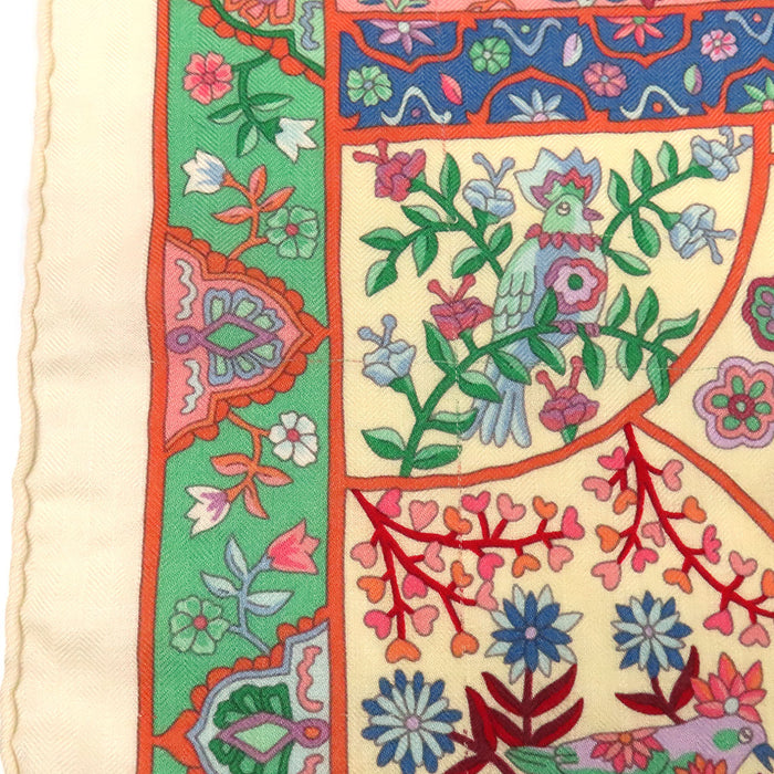 HERMES  
Carré 140 開司米 絲綢  
Carré Jean 花開鳥國 圍巾  
Au Pays des Oiseaux Fleurs