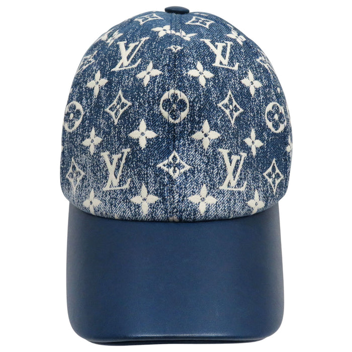LOUIS VUITTON 
LV Logo All-Over Pattern 
Monogram Denim Leather Cap