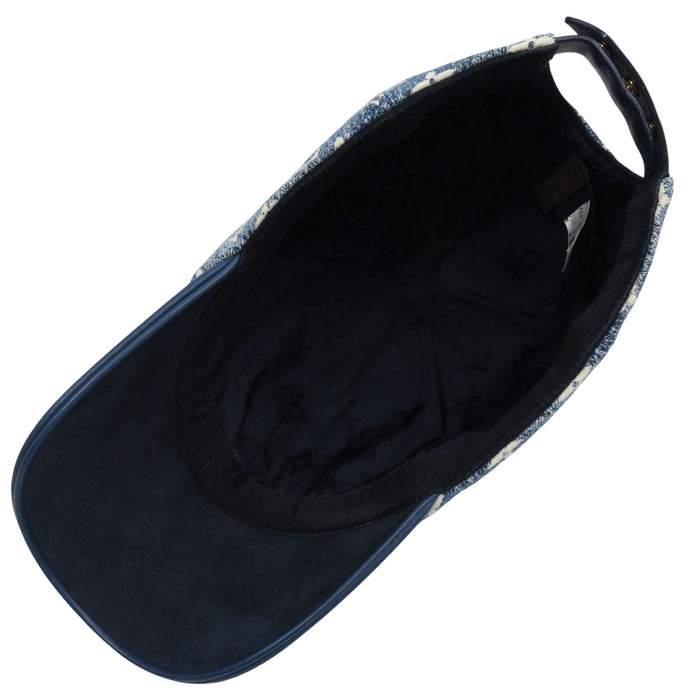 LOUIS VUITTON 
LV Logo All-Over Pattern 
Monogram Denim Leather Cap