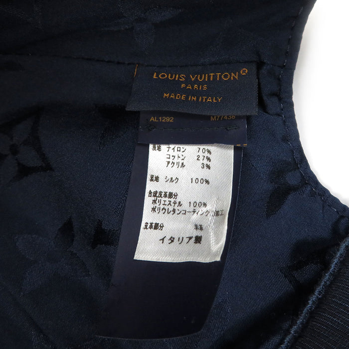 LOUIS VUITTON 
LV Logo All-Over Pattern 
Monogram Denim Leather Cap