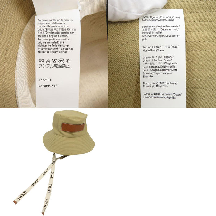 LOEWE  
Paula's Ibiza Strap Bucket Hat  
Logo Leather Patch Fisherman Hat