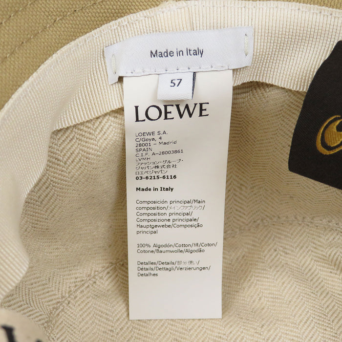 LOEWE  
Paula's Ibiza Strap Bucket Hat  
Logo Leather Patch Fisherman Hat