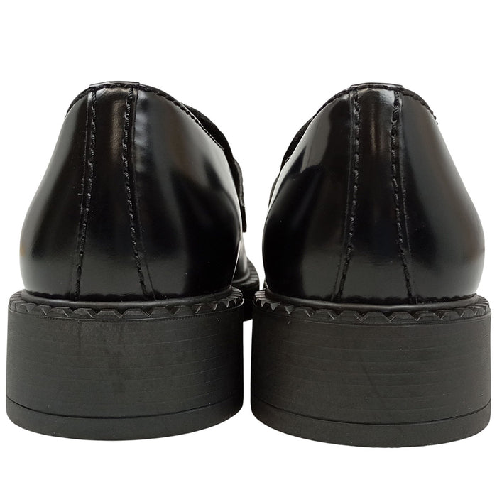 PRADA Triangle Logo Chocolate Brushed Loafers