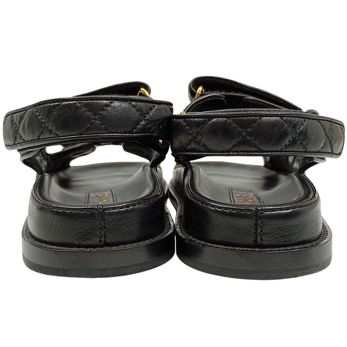 CHANEL 
COCO CC フッドベッドサンダル ゴールドカラー金具 
ココマーク マトラッセ レザー スポーツ サンダル