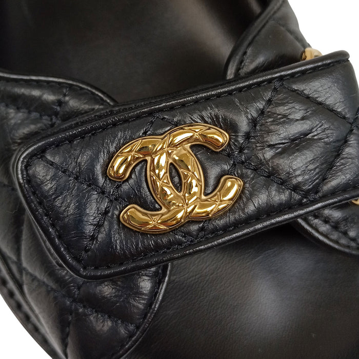 CHANEL 
COCO CC フッドベッドサンダル ゴールドカラー金具 
ココマーク マトラッセ レザー スポーツ サンダル