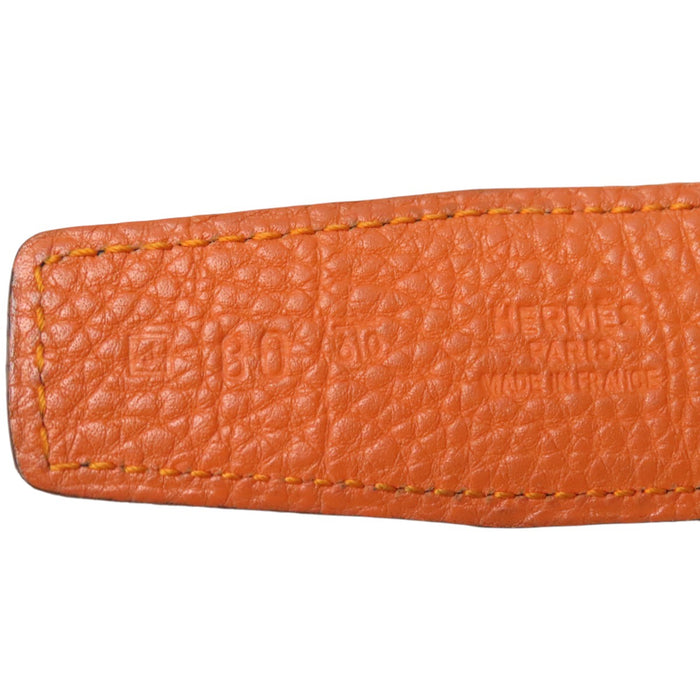 HERMES 
アッシュ □J刻印 ゴールドカラー金具 
H バックル リバーシブル レザー ベルト 32MM