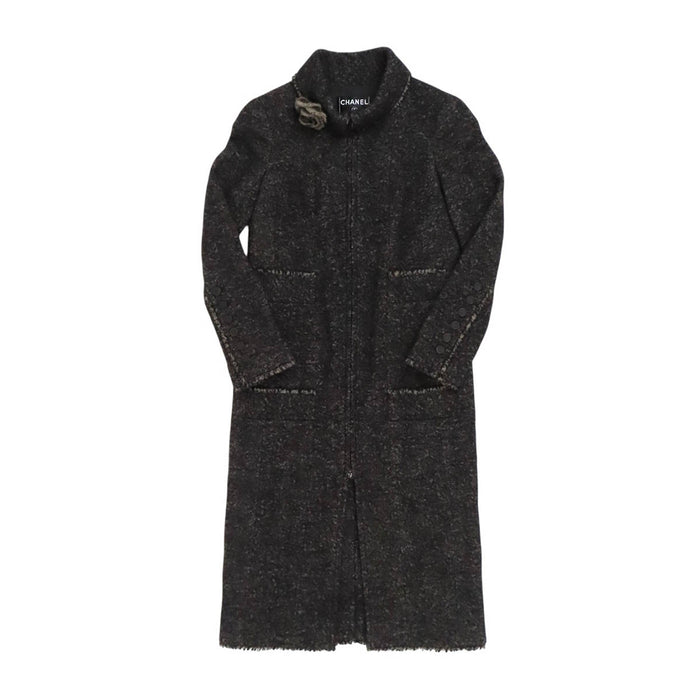CHANEL
05A COCO CC bottone Coco
Logo Coco Mark cappotto in tweed con zip
Camelia