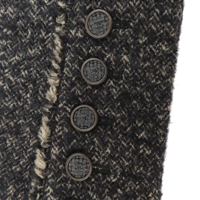 CHANEL 05A COCO CC Coco Button Logo Coco Mark Tweed Zip-Up Coat Camellia