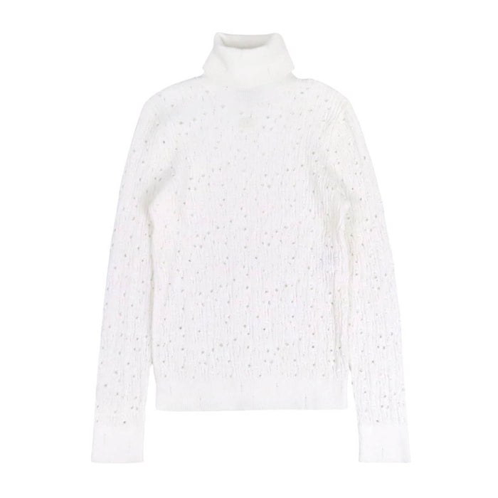 CHANEL 
COCO CC ロゴ ダメージ加工 コットン 
ココマーク タートルネック ニット