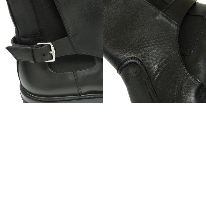HERMES  
Belt Side Gore Leather Silver-Colored Metal  
Distance Ankle Boots