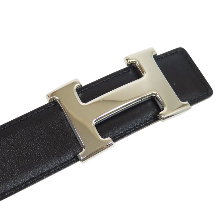 HERMES 
アッシュ ◯Z刻印 ヴィンテージ シルバーカラー金具 
H バックル リバーシブル レザー ベルト 32MM