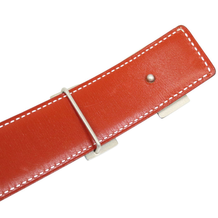 HERMES 
アッシュ ◯Z刻印 ヴィンテージ シルバーカラー金具 
H バックル リバーシブル レザー ベルト 32MM