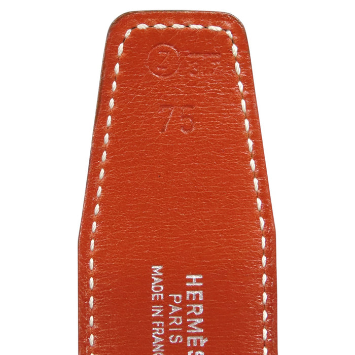 HERMES 
アッシュ ◯Z刻印 ヴィンテージ シルバーカラー金具 
H バックル リバーシブル レザー ベルト 32MM