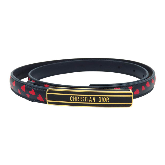 Dior 
ロゴ バックル 総柄 レザー ゴールドカラーメタル 
アイラブパリ ハート ベルト