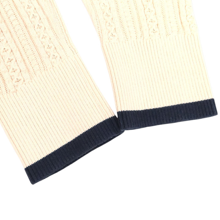 CHANEL 
COCO CC ロゴ 七分袖 コットン 
ココマーク バックボタン ケーブルニット