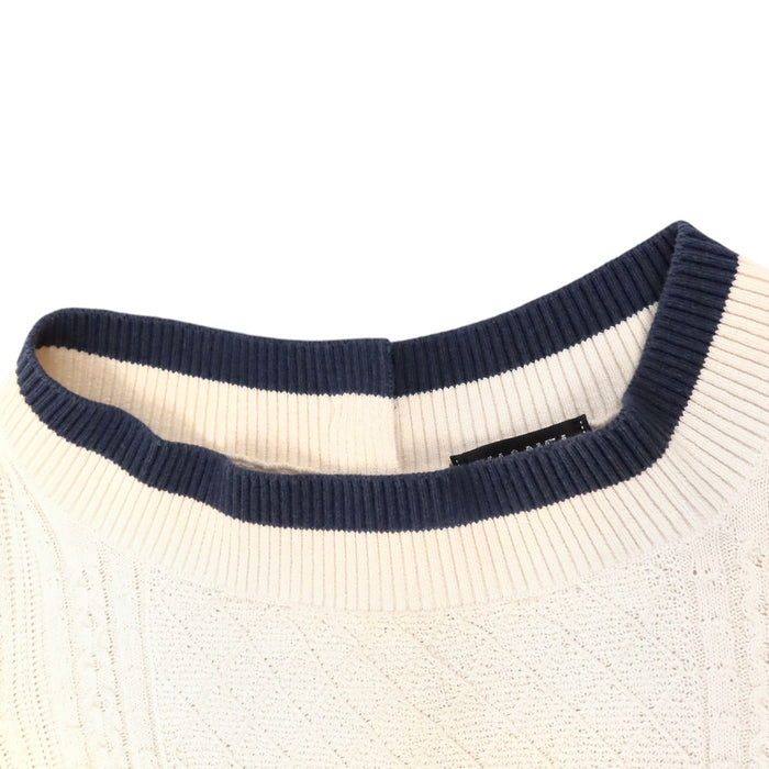 CHANEL 
COCO CC ロゴ 七分袖 コットン 
ココマーク バックボタン ケーブルニット