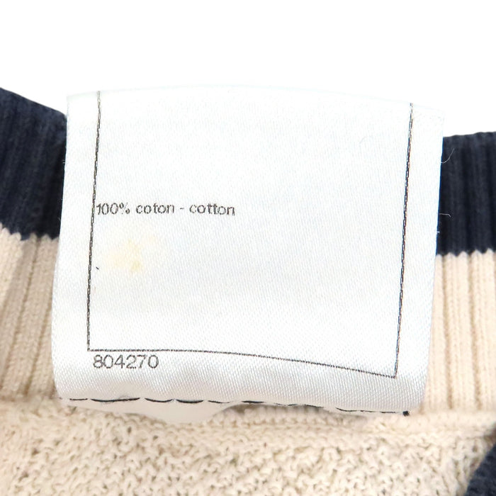 CHANEL 
COCO CC ロゴ 七分袖 コットン 
ココマーク バックボタン ケーブルニット