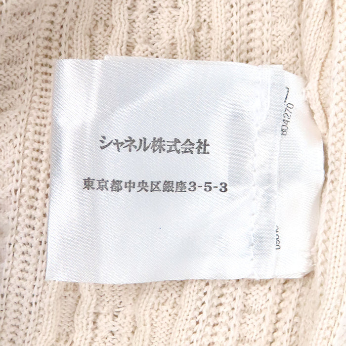 CHANEL 
COCO CC ロゴ 七分袖 コットン 
ココマーク バックボタン ケーブルニット