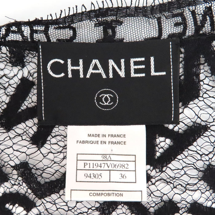 CHANEL 
98A COCO CC ヴィンテージ シースルー 
ココマーク ロゴ レース カーディガン