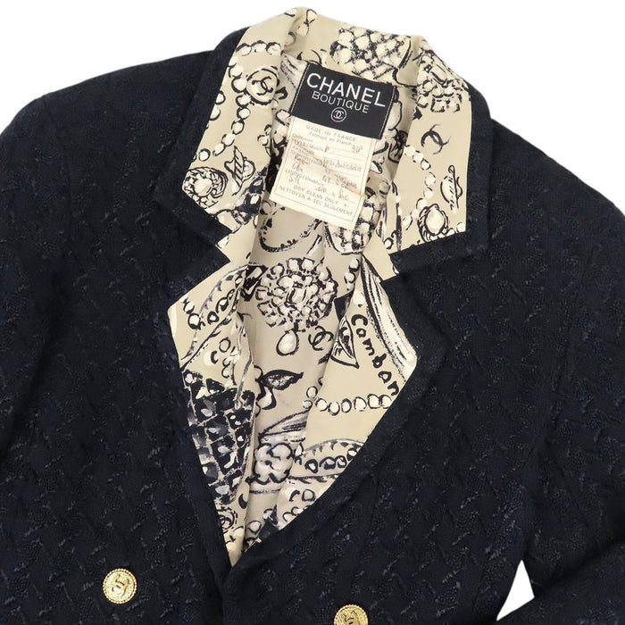CHANEL 
COCO CC 93SS 裏地ロゴ ゴールドカラー金具 
93P ココマーク チェーン ツイード ジャケット