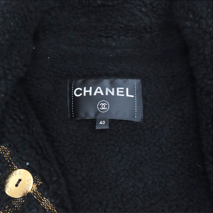 CHANEL 
COCO CC ココボタン コットン混 シルク混 
ココマーク ツイード ボアカラー ジャケット