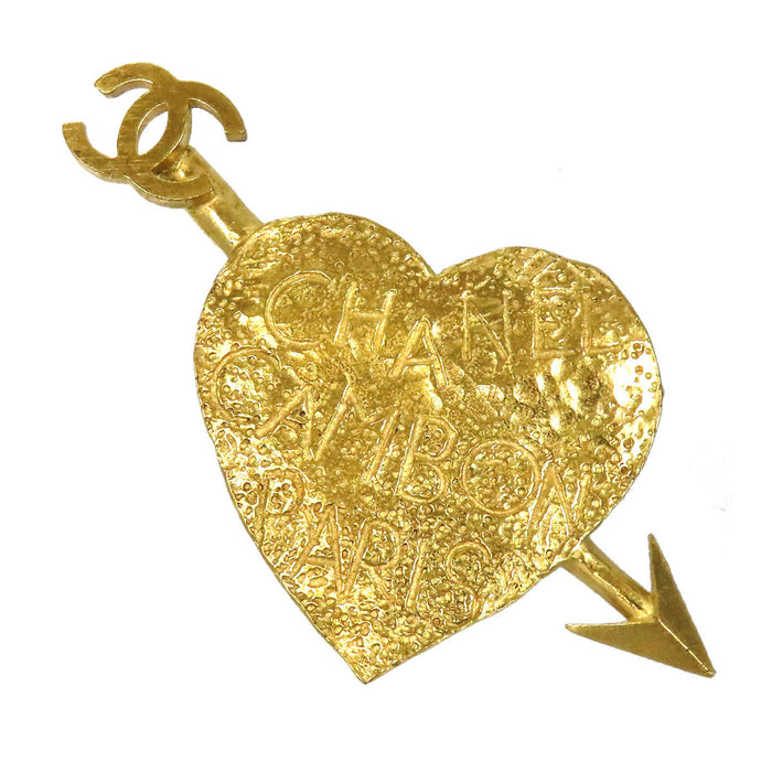 CHANEL Bow ＆ Arrow Heart COCO CC ロゴ ゴールドカラーメタル ココ