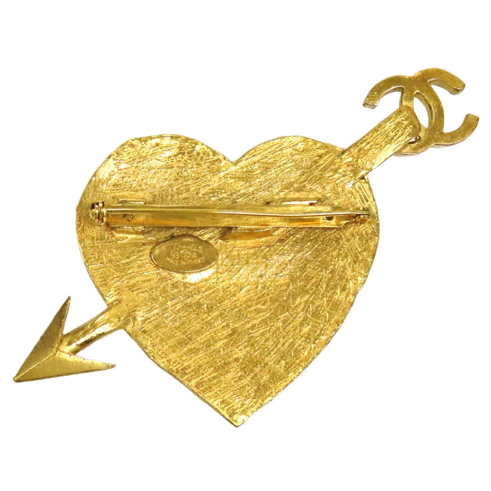 CHANEL 
Bow ＆ Arrow Heart COCO CC ロゴ ゴールドカラーメタル 
ココマーク ハートアロー ブローチ