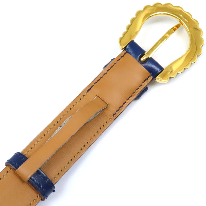 HERMES 
Ceinture en cuir vintage avec métal couleur or et poinçon ◯W