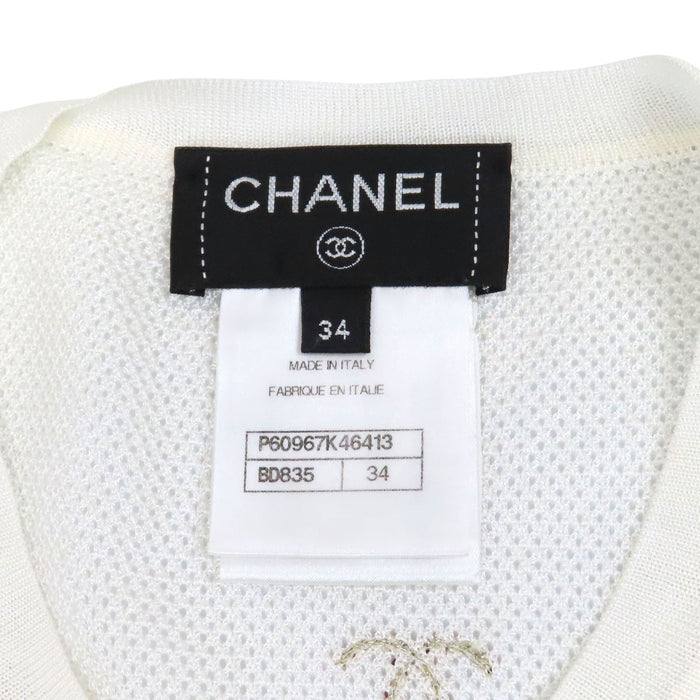 CHANEL 
スパンコール COCO CC ロゴ 
ココマーク メッシュ ショートスリーブ カットソー