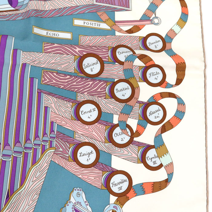 HERMES 
シルク 大判 楽器 
カレ 90 Point D'ORGUE フェルマータ スカーフ