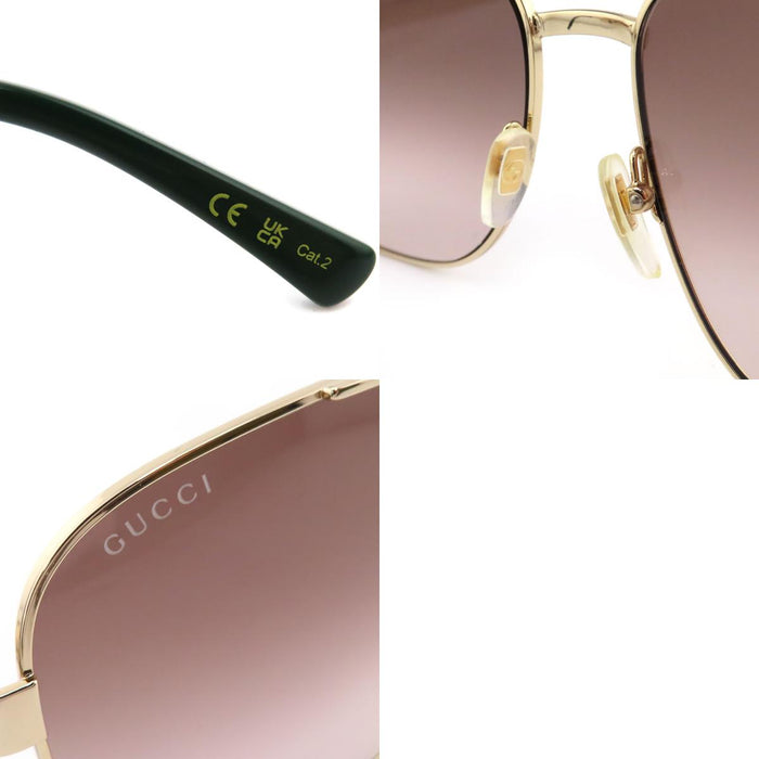 GUCCI  
Lunettes de soleil aviateur à double pont avec bande Web rayée