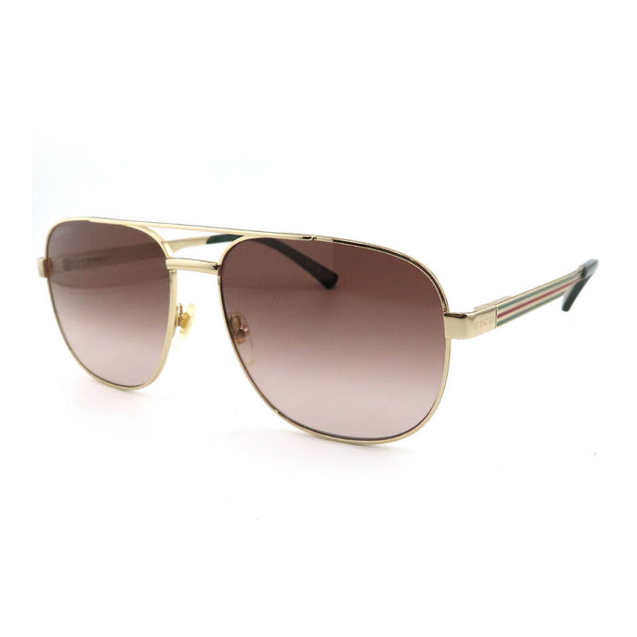 GUCCI  
Lunettes de soleil aviateur à double pont avec bande Web rayée