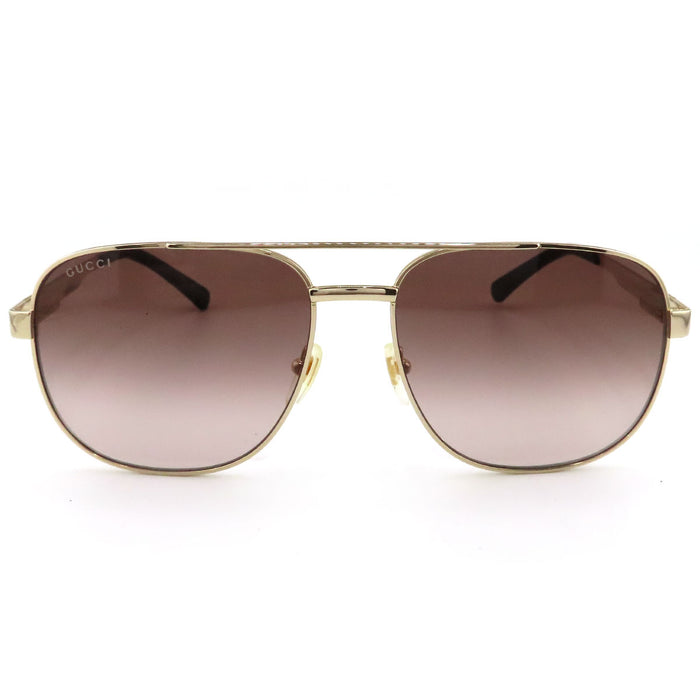 GUCCI  
Lunettes de soleil aviateur à double pont avec bande Web rayée