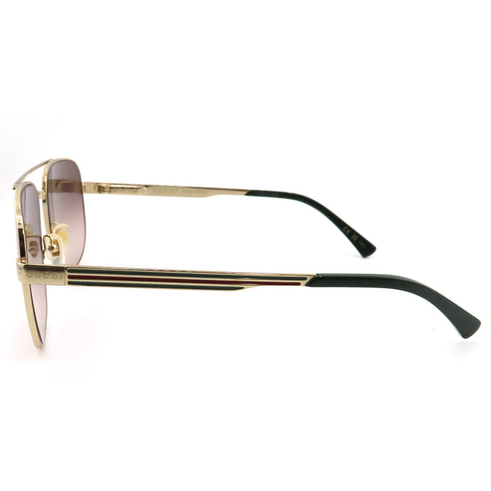 GUCCI  
Lunettes de soleil aviateur à double pont avec bande Web rayée