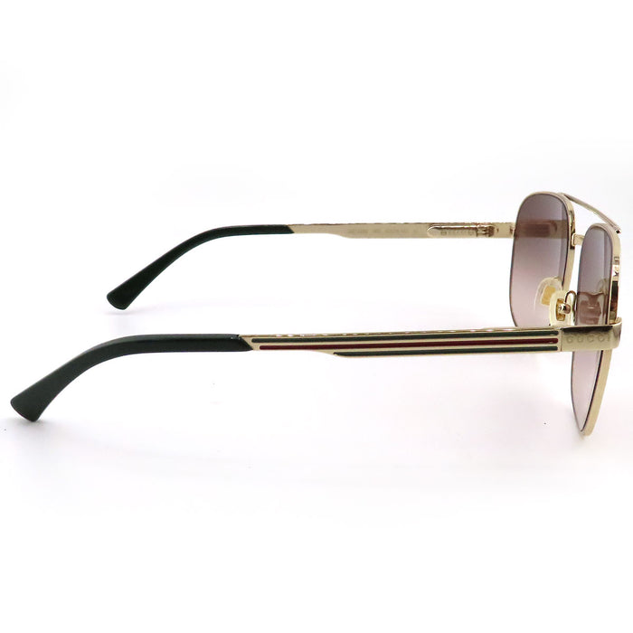 GUCCI  
Lunettes de soleil aviateur à double pont avec bande Web rayée